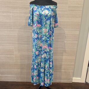 Lilly Pulitzer Cotton Floral Off-Shoulder Maxi Dress